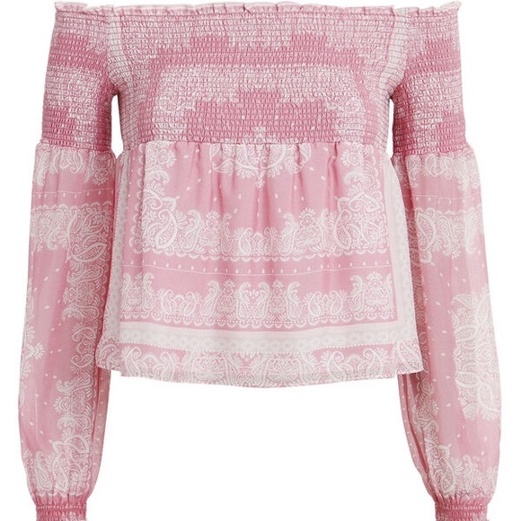 INTERMIX Penelope Paisley Off-the-Shoulder Top size M NWT - Picture 1 of 8